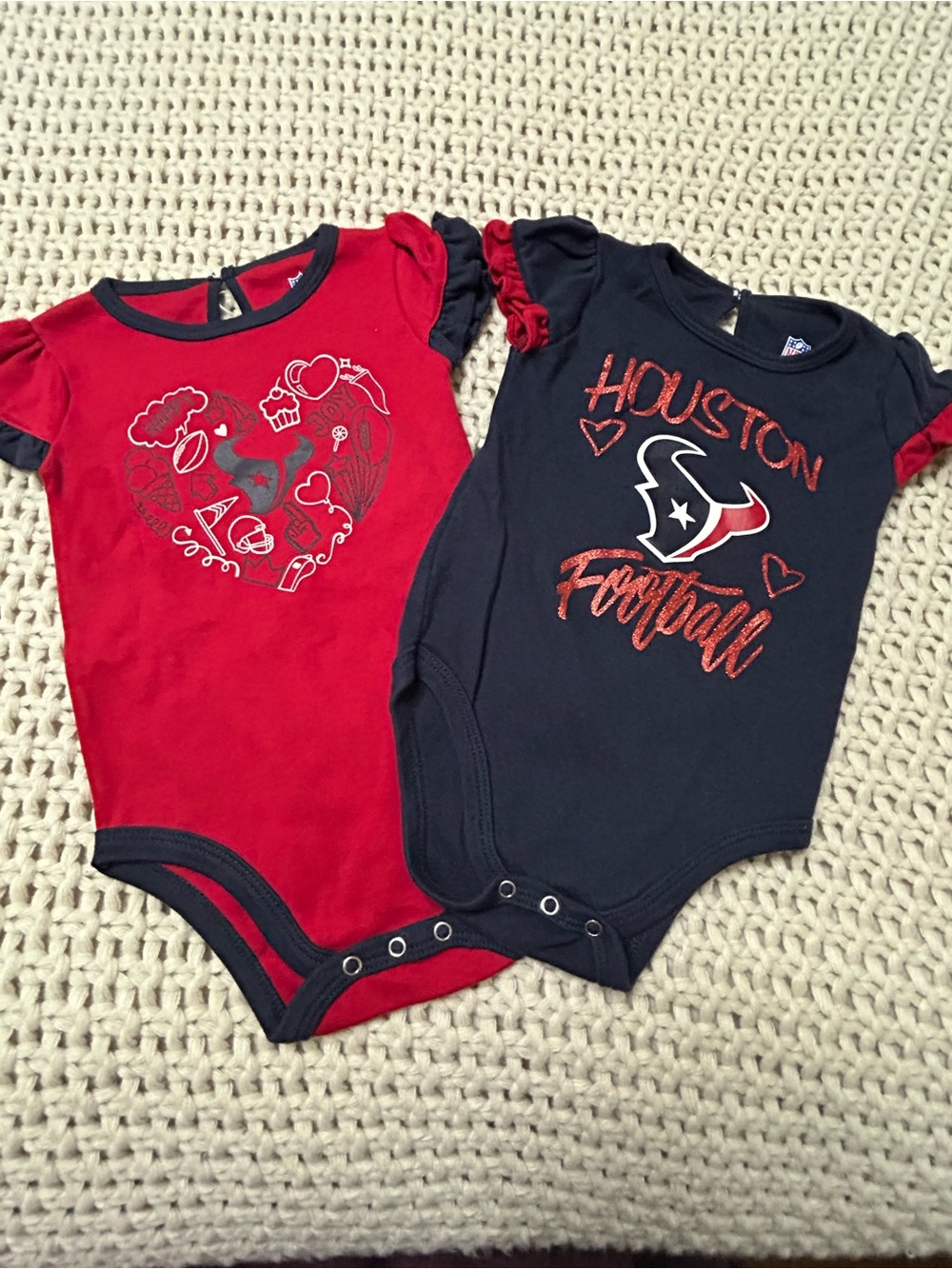 Houston Texans  Football Navy and Red Baby One-Piece Bodysuits Size 6-9 mos